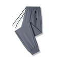 Men's dark gray ice silk joggers with elastic waist and secure zippered pocket details - S / Cuffed Leg Style / Gray
