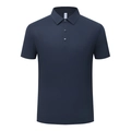 Men's navy blue seamless ice silk polo shirt with standard three-button collar design - M / Tops / Navy Blue