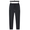 Men's black ice silk jogger with zipper pockets and elastic drawstring waistband - XL / Black Cuffed Ankle