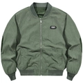 Armygrüne Cord-Fliegerjacke für Herren mit Retro-Textur und gerippten Bündchen - M / Bohnengrün