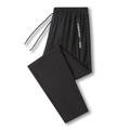 Men's black ice silk sports pants featuring elastic drawstring waist and zippered side pockets - S / Straight Leg Style / Black
