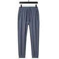 Men's dark grey ice silk jogger pants with elastic drawstring waist and zipper pockets - XL / Grey Cuffed Ankle