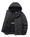 Schwarze Outdoor-Windjacke für Herren mit Kapuze und atmungsaktivem Netzfutter in Größe L - M / Schwarz
