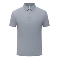 Men's ice silk seamless polo shirt in mid-grey with breathable mesh texture - M / Tops / Medium Grey