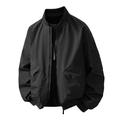 Men's black bomber jacket with utility sleeve pocket and ribbed cuffs in slim fit - M / Black