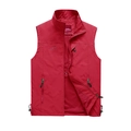 Detail of red outdoor vest showing breathable mesh lining and interior size M label - M / Red