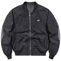 Dunkelgraue Cord-Bomberjacke mit Free Spirit Patch und gerippten Details am Saum - M / Grau