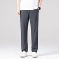 Pantaloni casual uomo grigio scuro in seta di ghiaccio con coulisse e taglio dritto - M / Grigio / Dritto