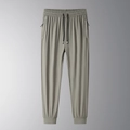 Men's ice silk light khaki jogger with drawstring waist and breathable mesh fabric - M / Khaki / Jogger