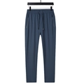 Men's ice silk stretch pants in grey-blue with elastic drawstring waist and zip pockets - XL / Grey Blue Open Hem