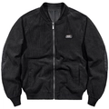 Retro Herren Bomberjacke aus schwarzem Cord mit modischen Ellbogen-Patches und Rippbündchen - M / Schwarz