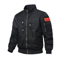 Schwarze MA1 Herren Bomberjacke mit Nationalflaggen-Patch und militärischen Taschen - M / Schwarz (China Flagge)