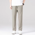 Pantaloni casual da uomo in seta di ghiaccio kaki con coulisse elastica - M / Cachi / Dritto