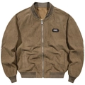 Braune Cord-Bomberjacke für Herren mit Baseballkragen und Free Spirit Aufnäher - M / Camel