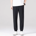 Pantaloni sportivi slim in seta di ghiaccio nera da uomo con vita elasticizzata - M / Nero Jogger