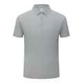 Light gray ice silk seamless polo shirt with classic collar and breathable mesh texture - S / Gray-Bean Green