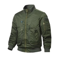 Klassische armee-grüne Bomberjacke mit taktischen Taschen und Rippbündchen - M / Armeegrün (Einfach)