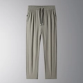 Men's ice silk quick dry pants in sage green with elastic drawstring waist and side zip pockets - M / Khaki / Straight