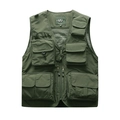 Army green tactical mesh fishing vest with multi-pocket utility for outdoor workwear - M / Army Green