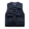 Men's navy blue quick-dry tactical vest with multi-pockets and breathable mesh back - 3XL / Dark Blue