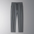 Men's dark grey ice silk quick-dry joggers with drawstring waist and zip pockets - M / Gray / Straight