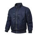 Men's navy blue MA1 flight jacket featuring multiple utility pockets and ribbed cuffs - M / Dark Blue (Plain)