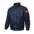 Navy blue pilot jacket with windproof nylon fabric and flight badges on white background - M / Dark Blue (China Flag)