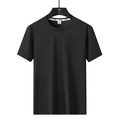 T-shirt da uomo in modal di seta ghiacciata con girocollo in tessuto nero traspirante - M / Nero [Uomini]