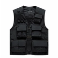 Men's black multi-pocket tactical vest for fishing with mesh lining and D-ring - 3XL / Black