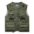 Men's multi-pocket fishing vest in army green color with durable nylon fabric - M / Army Green