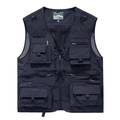Men's dark blue multi-pocket fishing vest with V-neck and breathable mesh lining - M / Dark Blue