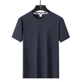 T-shirt da uomo in seta di ghiaccio blu navy traspirante con classico scollo a girocollo - M / Blu Scuro (Uomo)
