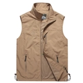 Gilet de travail extérieur kaki pour homme avec col montant, poches zippées et maille aérée - 6XL / Khaki