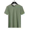 Men's ice silk modal short sleeve T-shirt in sage green with breathable mesh fabric - M / Army Green (Men's)