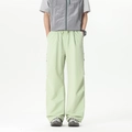 Pantalon cargo ample pour homme en vert clair avec jambes droites et poches latérales - S / Vert Mousse Clair