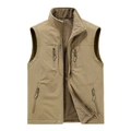Herren Wende-Fleeceweste in Khaki mit Stehkragen und praktischen Reißverschlusstaschen - M / Khaki