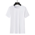 Men's white crew neck T-shirt in breathable ice silk modal fabric, classic fit style - M / White (Women)