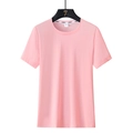 Pink ice silk modal T-shirt for men with breathable round neck and short sleeves - M / Light Pink (Women's)