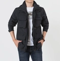 Chaqueta táctica negra para hombre con múltiples bolsillos y mangas desmontables - M / Capa simple fina / Negro