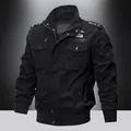 Schwarze Baumwoll-Militärjacke für Herren mit U.S. ARMY Patches und Stehkragen-Stil - M / Schwarz