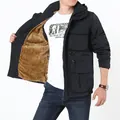 Men's outdoor jacket in black with thick brown fleece lining and hooded utility design - M / Fleece Lined / Black
