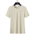 Men's breathable ice silk modal t-shirt in light khaki with a mesh texture design - M / Khaki (Women's)