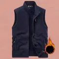 Chaleco de forro polar azul marino para hombre con cuello alto y forro térmico - M / Azul Real (Forro Polar)