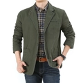 Chaqueta blazer casual para hombre en verde oscuro con solapas clásicas y bolsillos de parche - M / Verde Militar