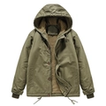 Parka de hombre verde militar con capucha, forro polar grueso y estampado A.R.M.Y. - M / Verde Militar