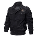 Men's black N1 deck jacket with military patches and warm fleece lining for winter - M / B9931-Black