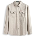 Men's khaki workwear long sleeve shirt with front flap pockets and cotton fabric - M / Beige