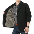Blazer casual negro para hombre con bolsillos de parche y forro con rayas marrones - M / Negro