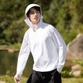Witte UV-beschermende outdoorjas voor heren met capuchon en duimgaten sport - M / Wit (Heren)