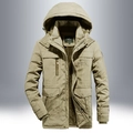 Herren Winterparka in Khaki mit dickem Fleece-Futter und winddichtem Kapuzendesign - M / Khaki